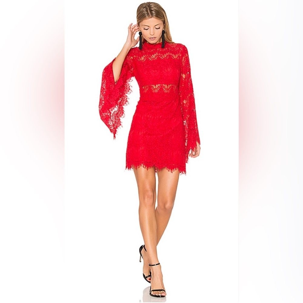 MinkPink Drama Queen Lace Dress Christmas Red NTW 109